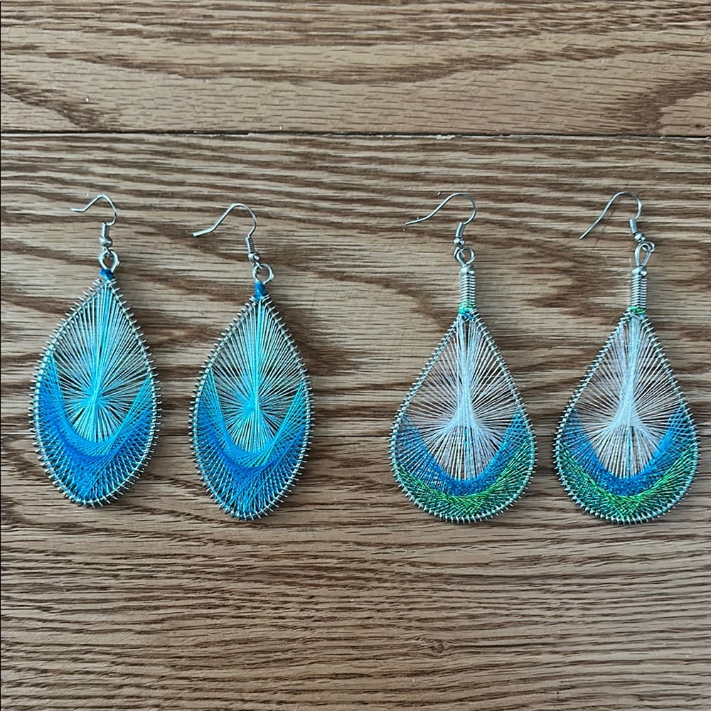 Blue and Green Teardrop Earrings